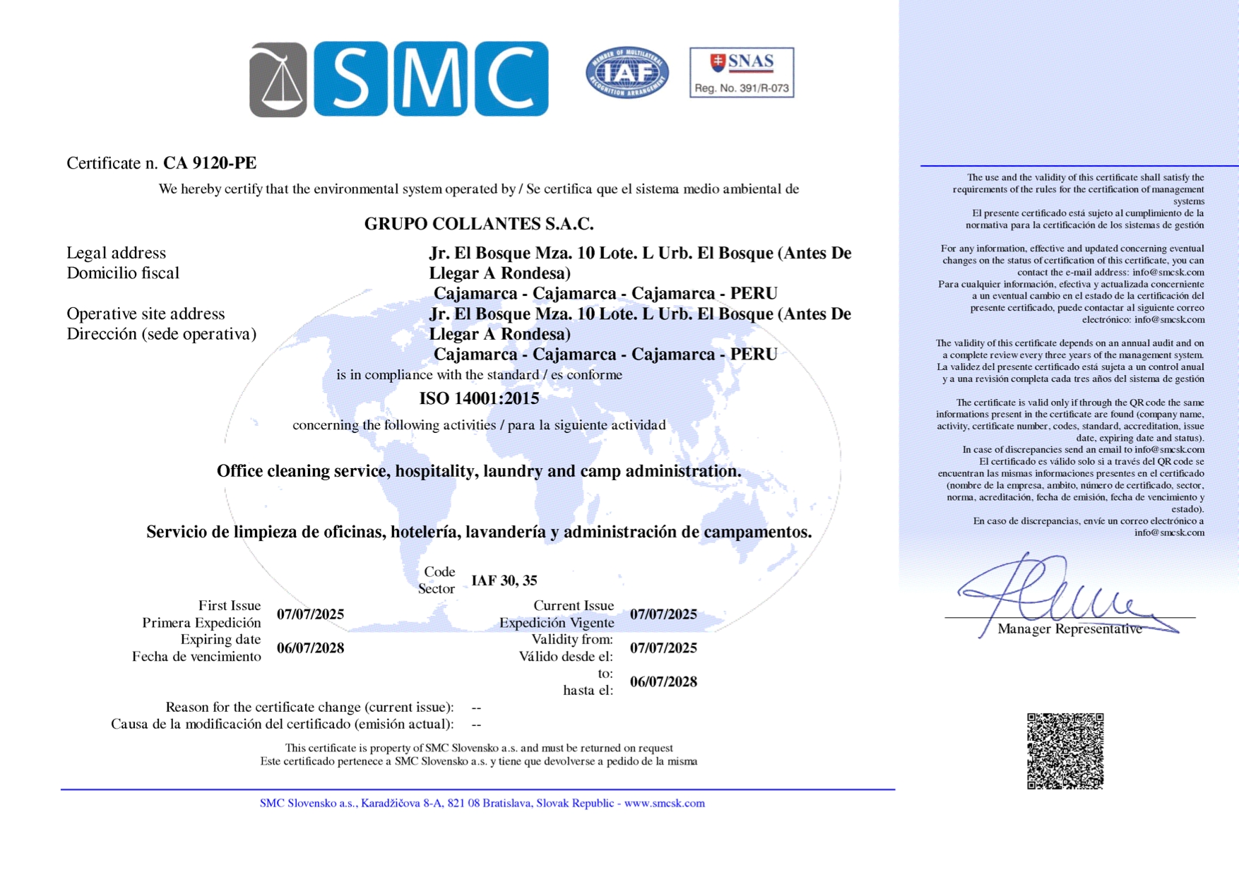 Certificado ISO 14001:2015