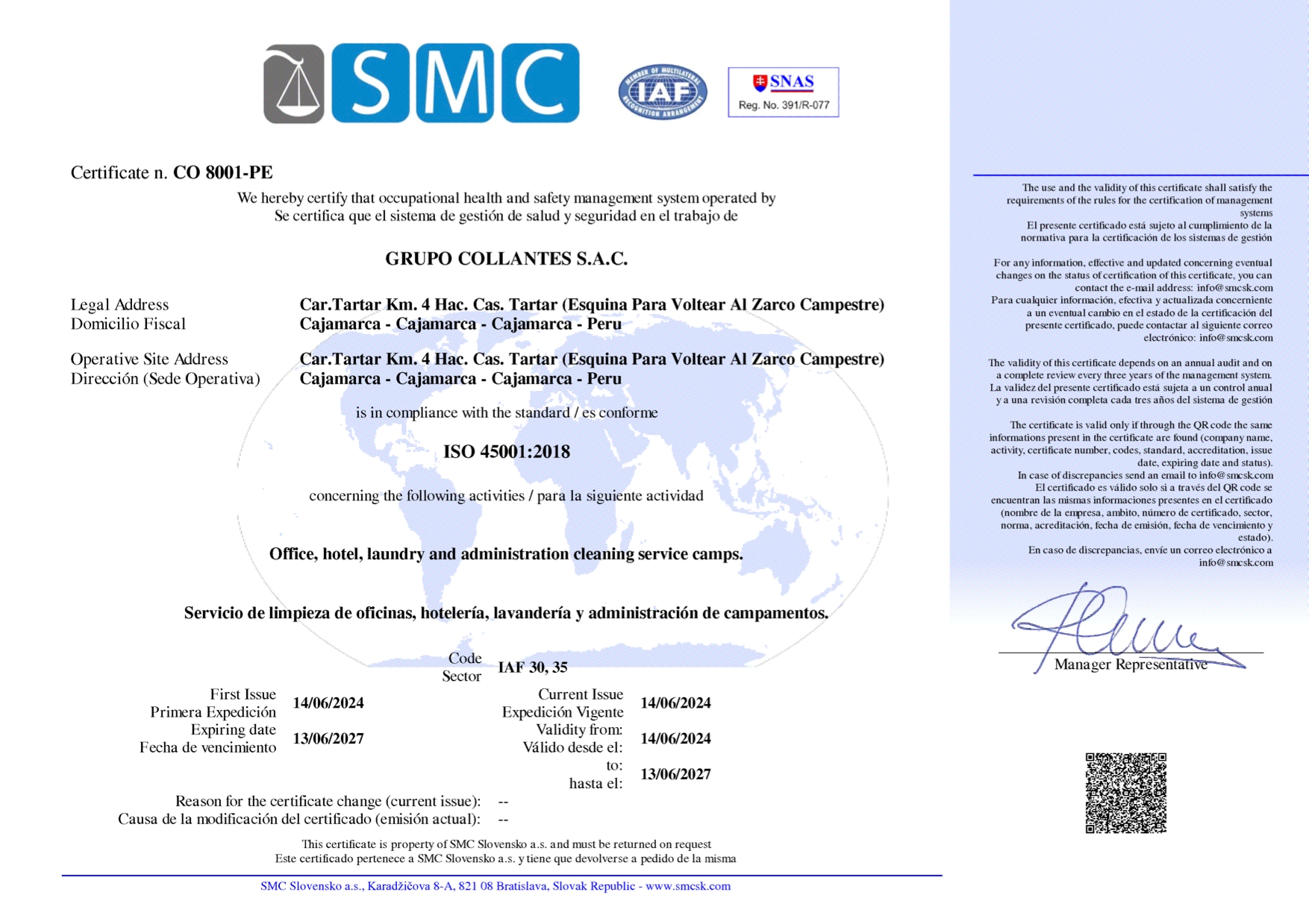 Certificado ISO 45001:2018
