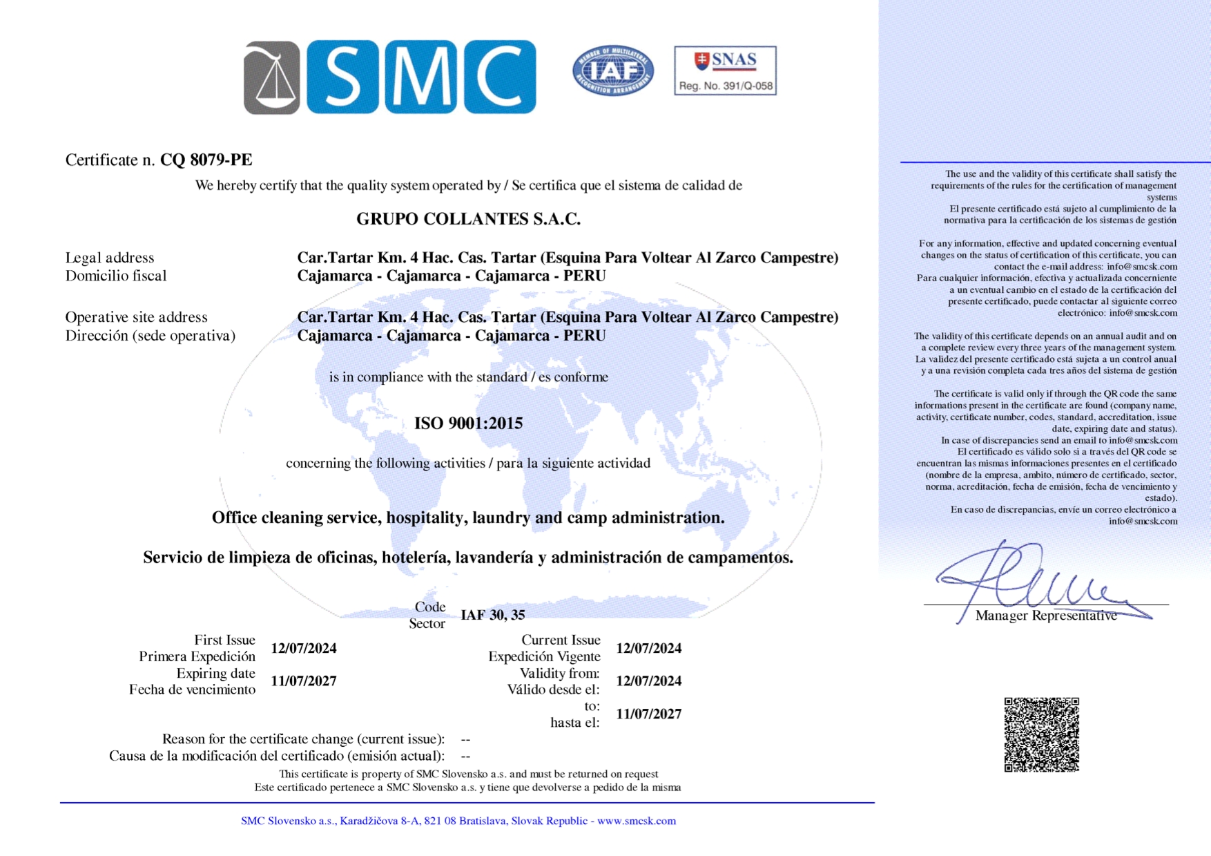 Certificado ISO 9001:2015